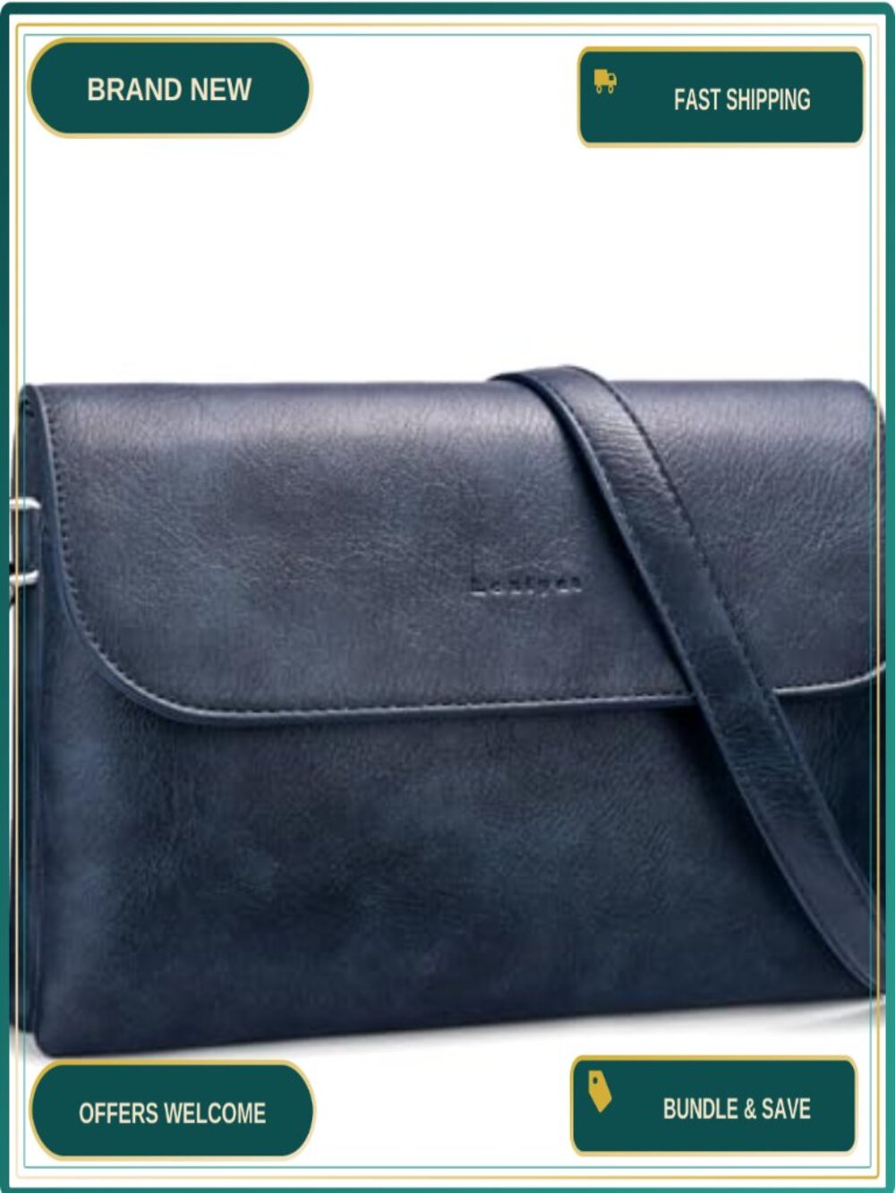 Vegan Leather RFID Crossbody Bag with 2 Detachable Straps